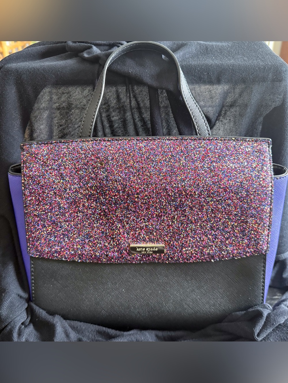 Kate Spade Laurel Way Multi Glitter Alisanne Satchel NWOT - purple Black